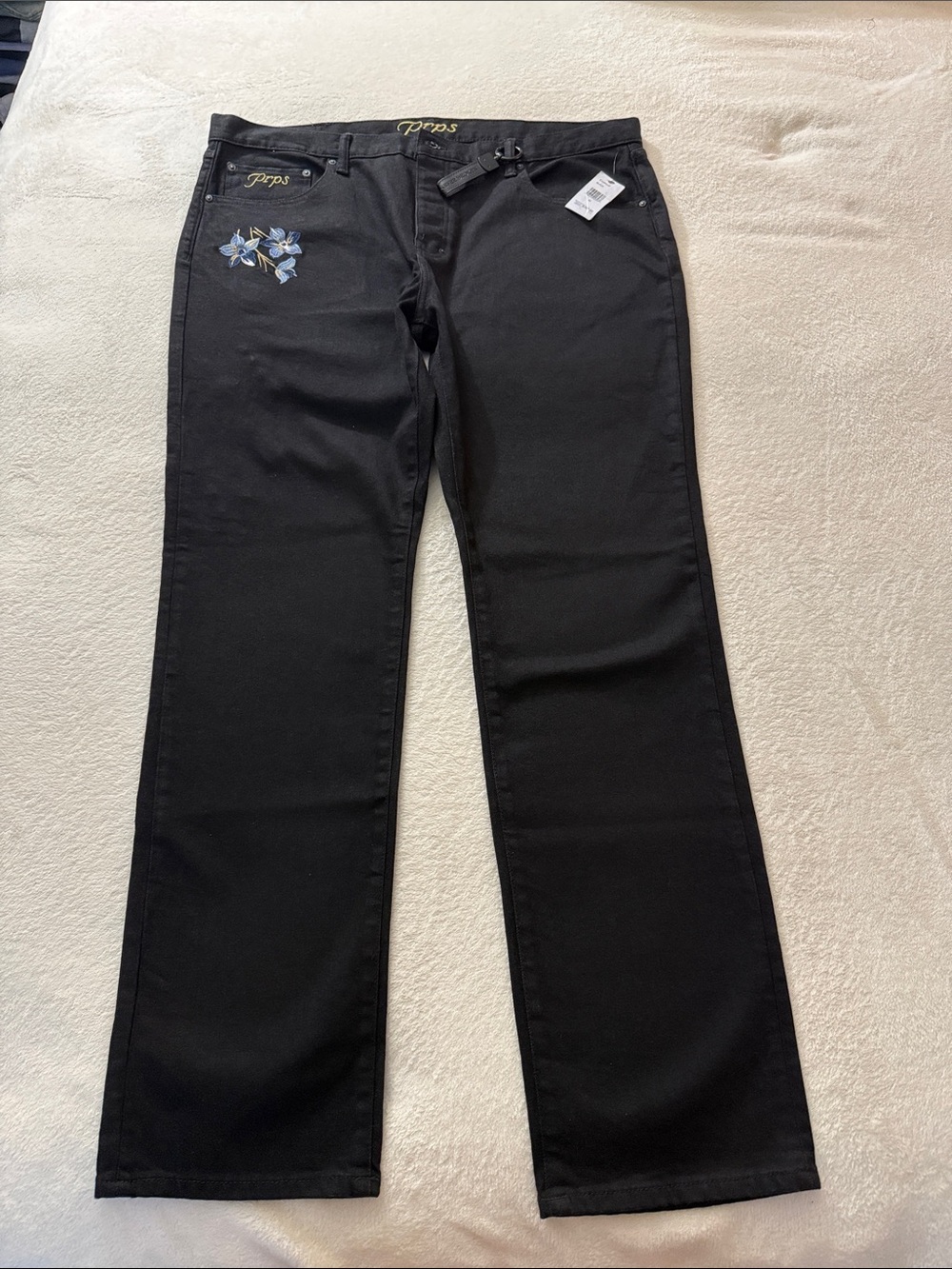 Prps Men’s Black Jeans with Floral Embroidery